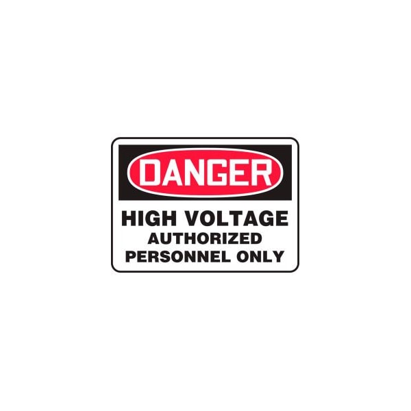 Accuform Accuform Danger Sign, High Voltage Authorized Personnel Only, 14inW x 10inH, Aluminum MELC138VA - main